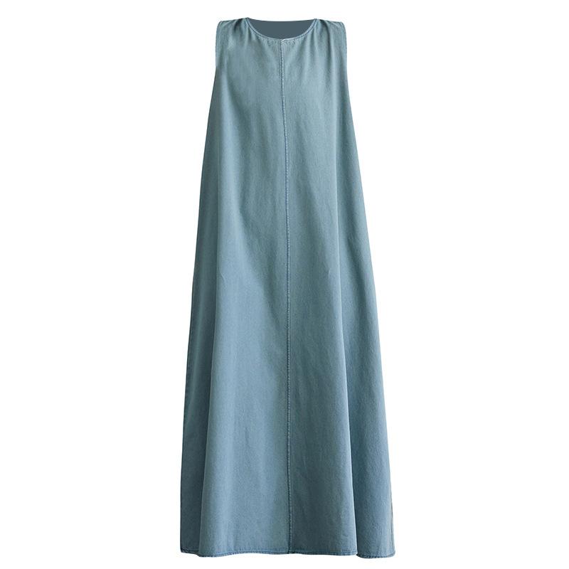 Летняя новая безрукавка джинсовая жилетка юбка женская дизайн чувство полой спинки платье