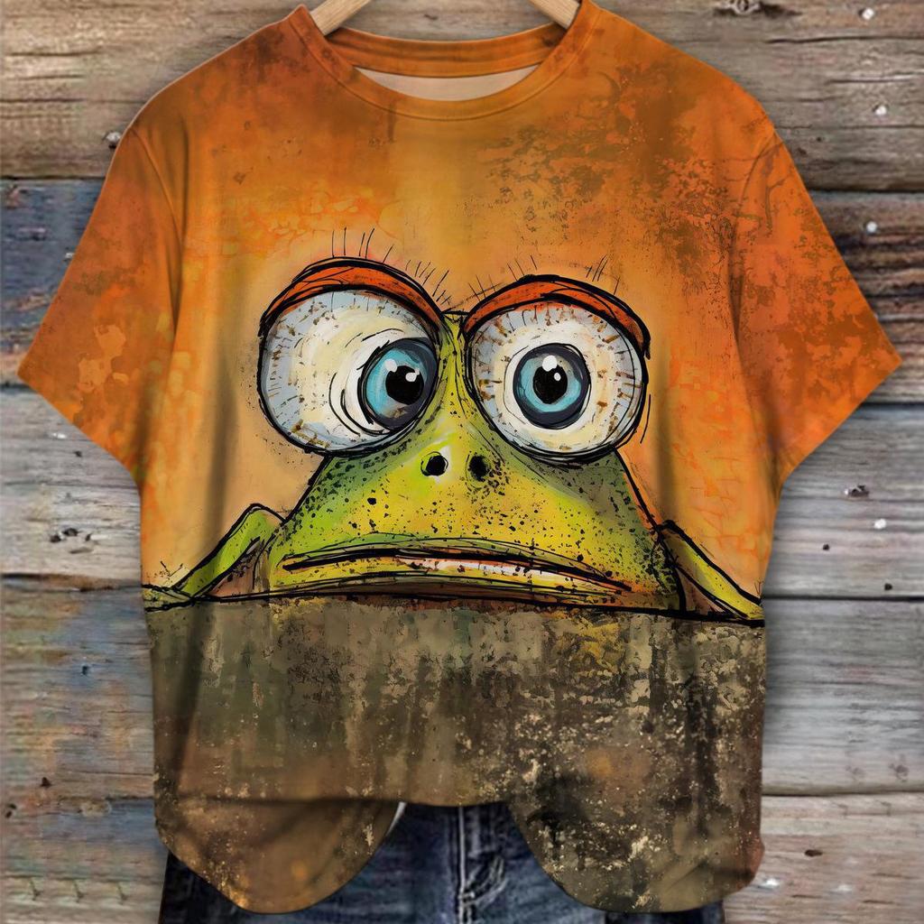 Женская футболка с 3D-принтом, цветочной кавайной анималистичной графикой, повседневные футболки с коротким рукавом, модные летние футболки с круглым вырезом Y2K для женщин