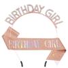 Fashion Rhinestone Headband Shoulder Strap BIRTHDAY GIRL Set Girl Birthday Ribbon Party Headband Shoulder Set