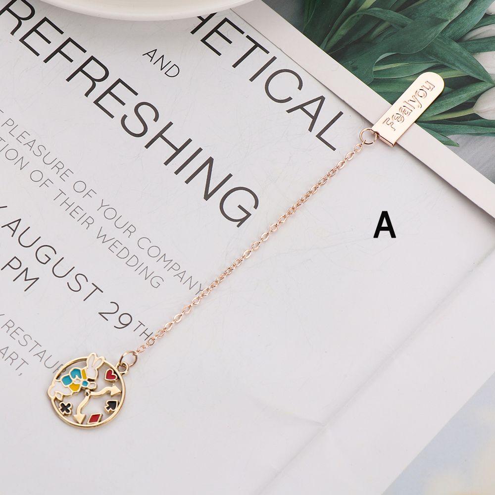 Creative Book Clip Cartoon Character Pagination Mark Bookmarks Peach Heart Pendant Metal