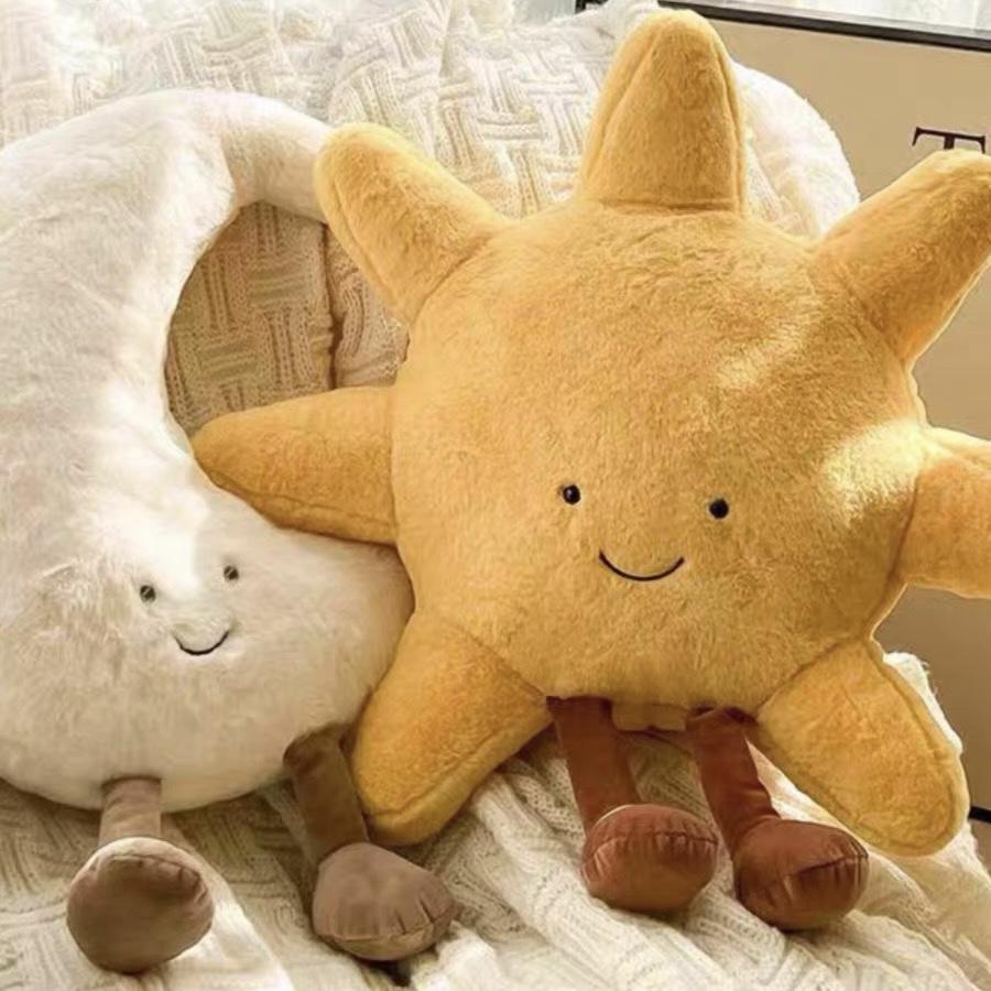Плюшевая кукла Олень Луна и Солнце Набитая Мультяшная Милая Kawaii Подушка-небо с ножками Сидящий Декор Подушка для Спальни Дивана Стула