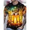 Camiseta Masculina Elegante Com Estampa De Cerveja 3D All-Over Print Design Camisetas Gráficas De Cerveja Masculinas Com Gola Redonda E Manga Curta
