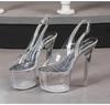 Женские туфли на шпильке. Светящиеся модные сандалии для ночного клуба и подиума. Серия 181. Каблук 16 см. Платформа 7 см LFD.