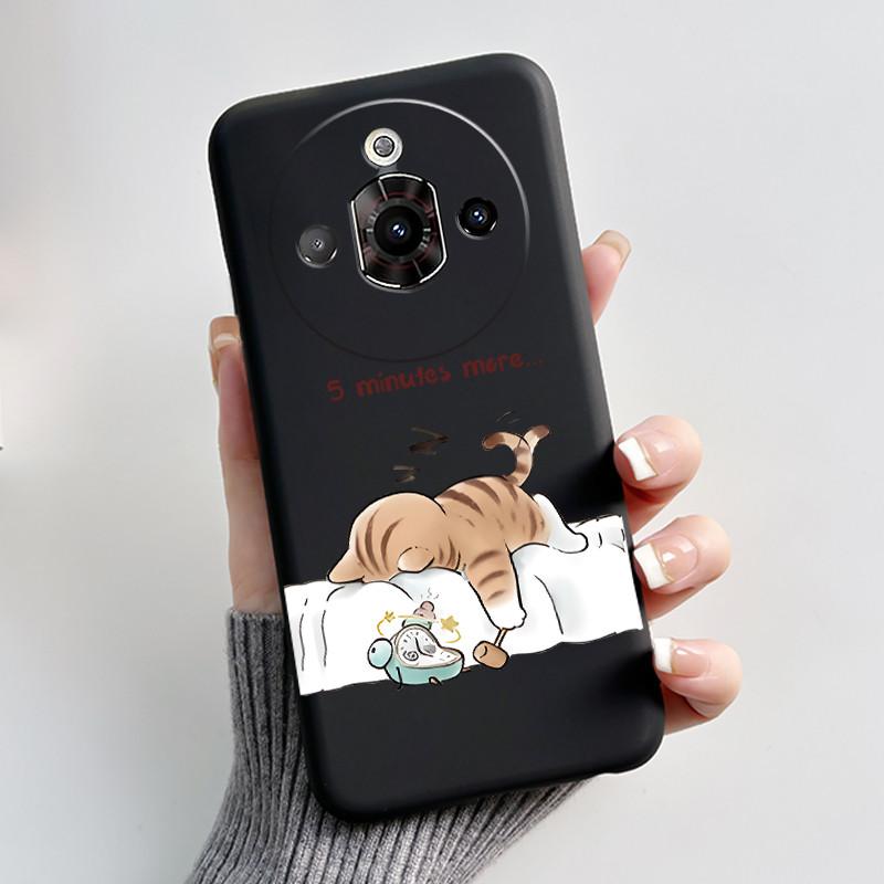 For ZTE Nubia Focus Pro 5G Case Z2351N Luxury Cute Heart Rabbit Soft TPU Silicon Matte Black Phone Casing Shockproof Back Cover