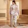 Women's Plus Size Pajama Set Silk Feel Satin Pajamas Kimono Loungewear Short Sleeve Pajama 2 Piece Sleeping Suits (Size for 1XL-5XL)