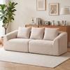 3 Seater Sofa Chenille Cloud Couch Without Frame Thick Spring Core Cushioning Extra Wide Seat 3 Pillows Beige