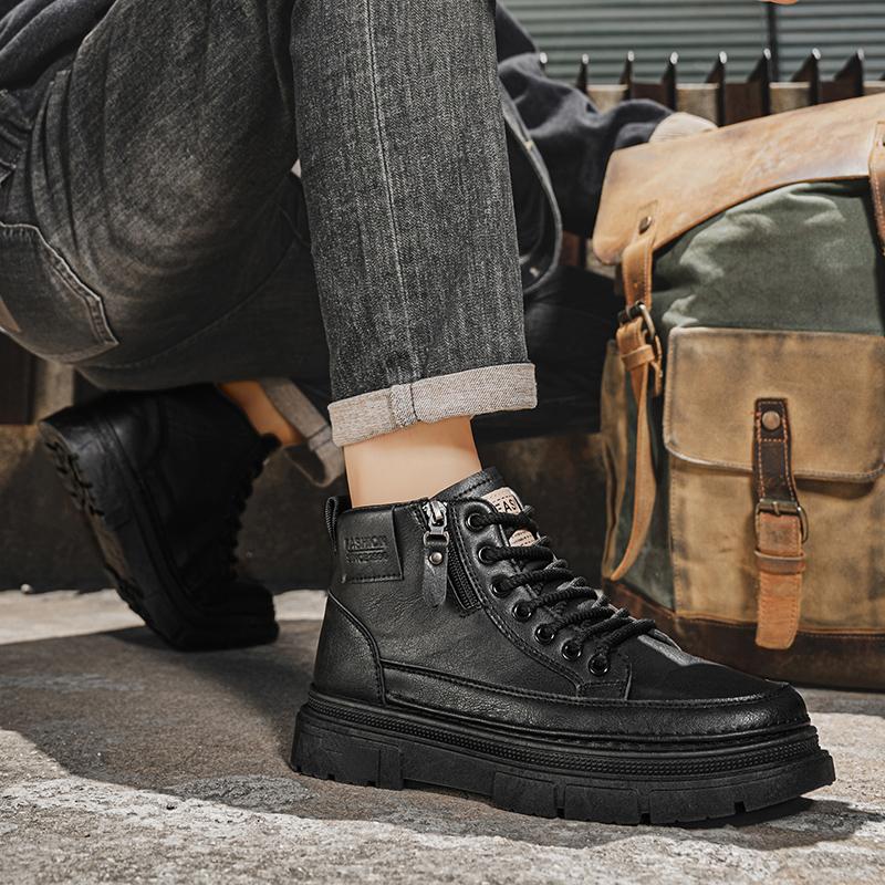 Новые модные осенние и зимние мужские высокие ботинки martin для студентов, трендовые рабочие туфли на мягкой подошве для мальчиков, кроссовки Martin с защитой труда