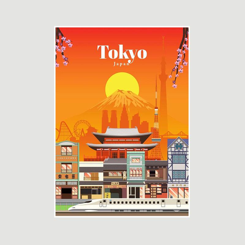 White Paper Cartoon City Landscape Poster Mural London Paris Travel Cities Prints Bedroom Decoration Painting Funny Abstract Wall Art Decor