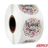 100-500PCS 1inch Round Flower Thank You Stickers Seal Labels for Gift packaging Decoration Stationery Sticker Custom Labels