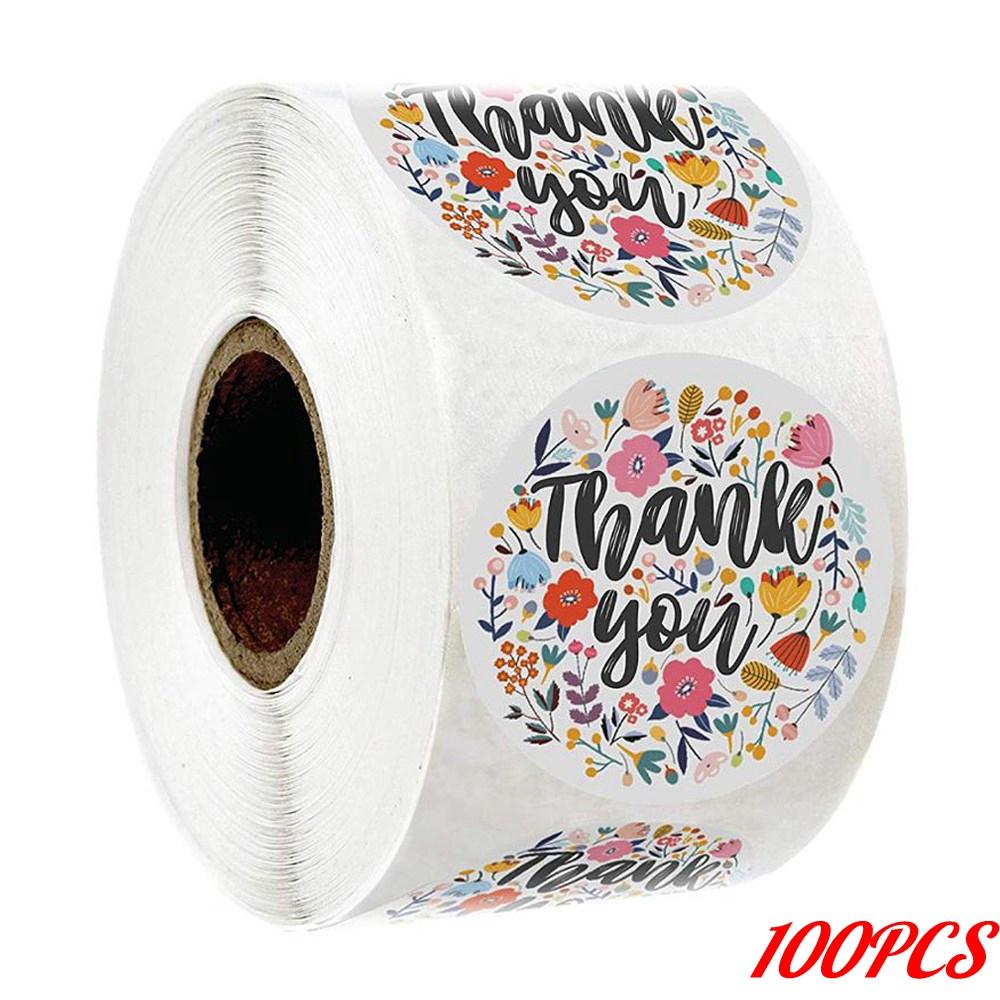 100-500PCS 1inch Round Flower Thank You Stickers Seal Labels for Gift packaging Decoration Stationery Sticker Custom Labels