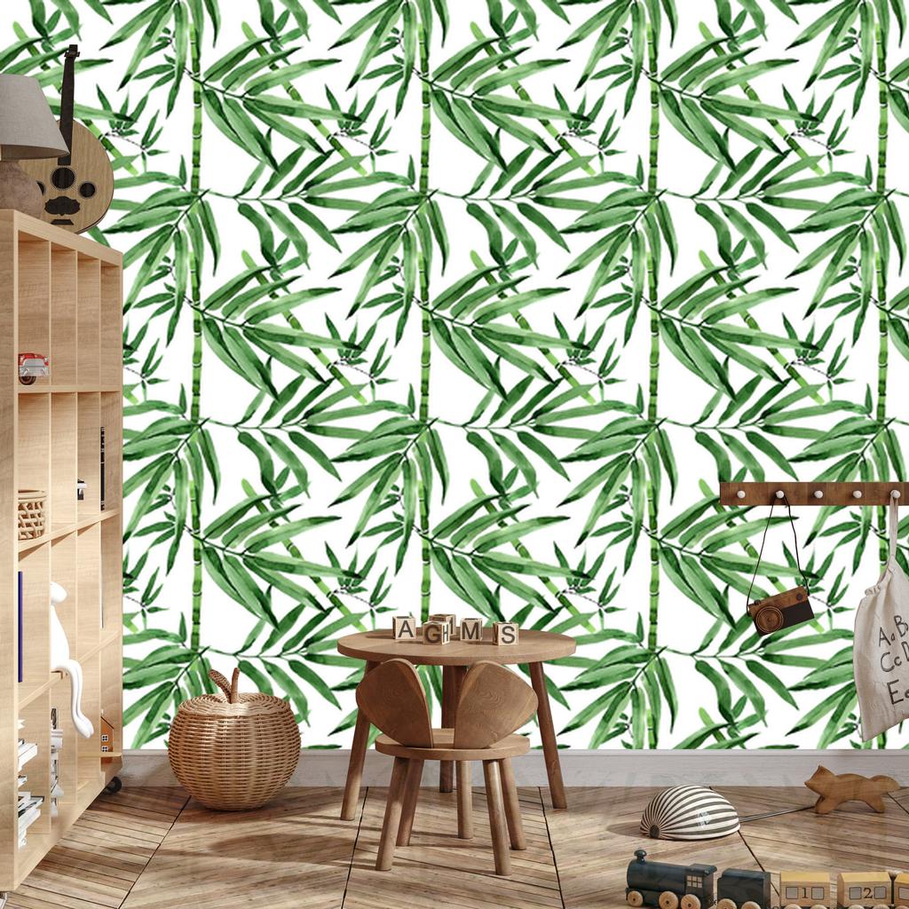Bamboo forest wallpaper with leaves for living room and bedroom 50x1000