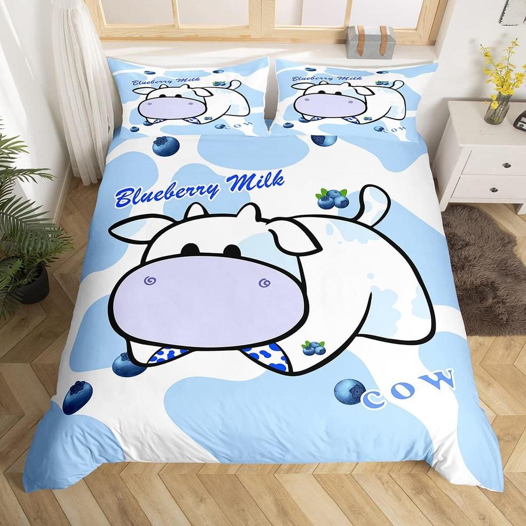 Мультяшная корова Постельное белье Пододеяльник Твин Кинг Сельскохозяйственное животное Декорация комнаты на День Святого Валентина Микрофибра Комплект постельного белья