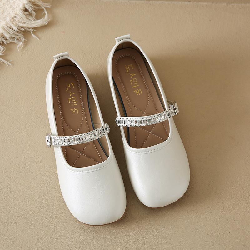 Soft Leather Casual Mary Jane Shoes Women's 2025 Summer New Breathable Casual Flat Shoes Doudou Shoes One Pedal Women's Shoes