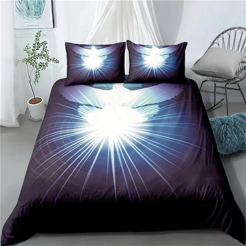 3D Jesus Duvet Cover Set Christian Sacred Jesus Polyester Bedding Set Cross Comforter Cover Suitable For Christian Jesus King