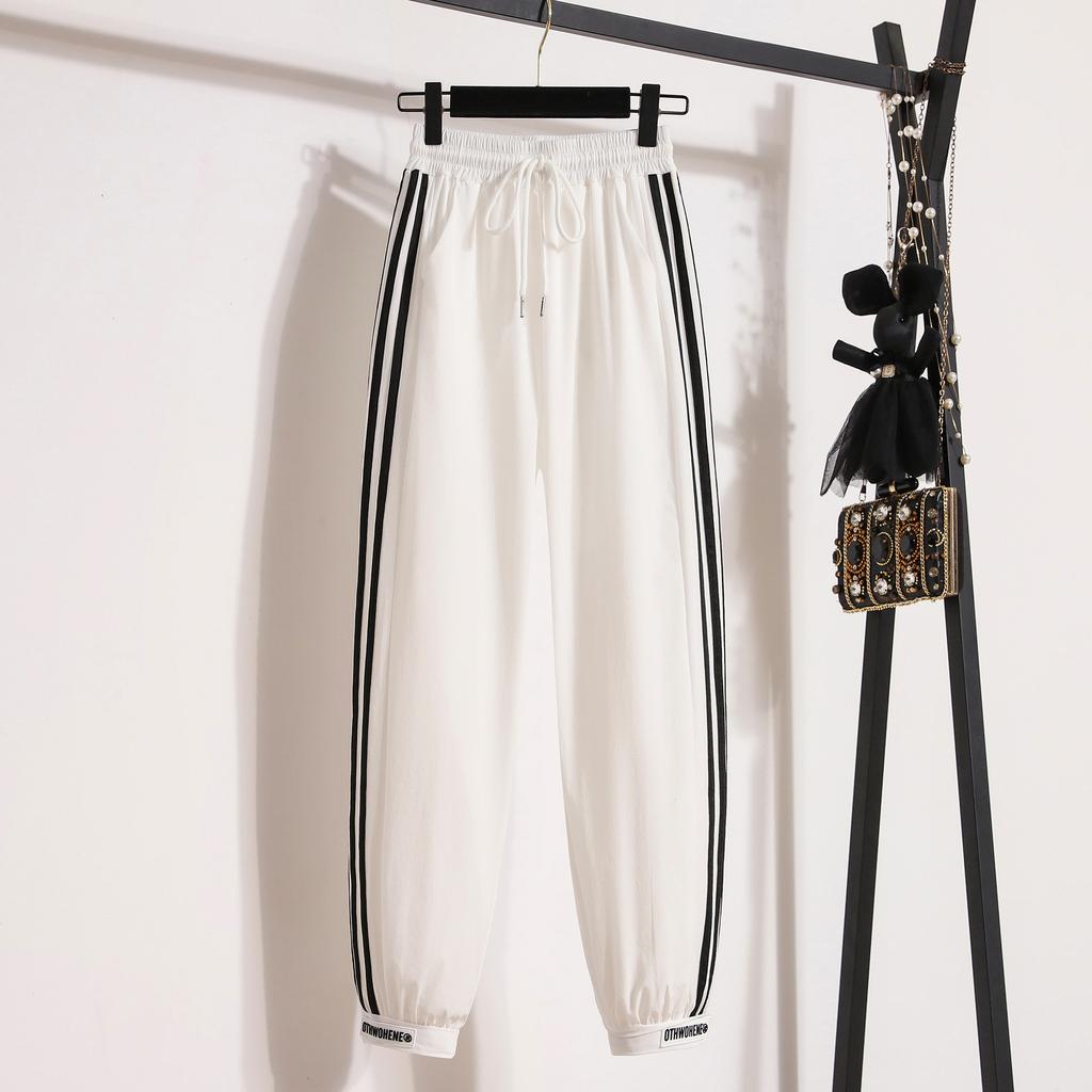 Contrasting Striped Patchwork Sweatpants High-waisted Baggy Casual Pants