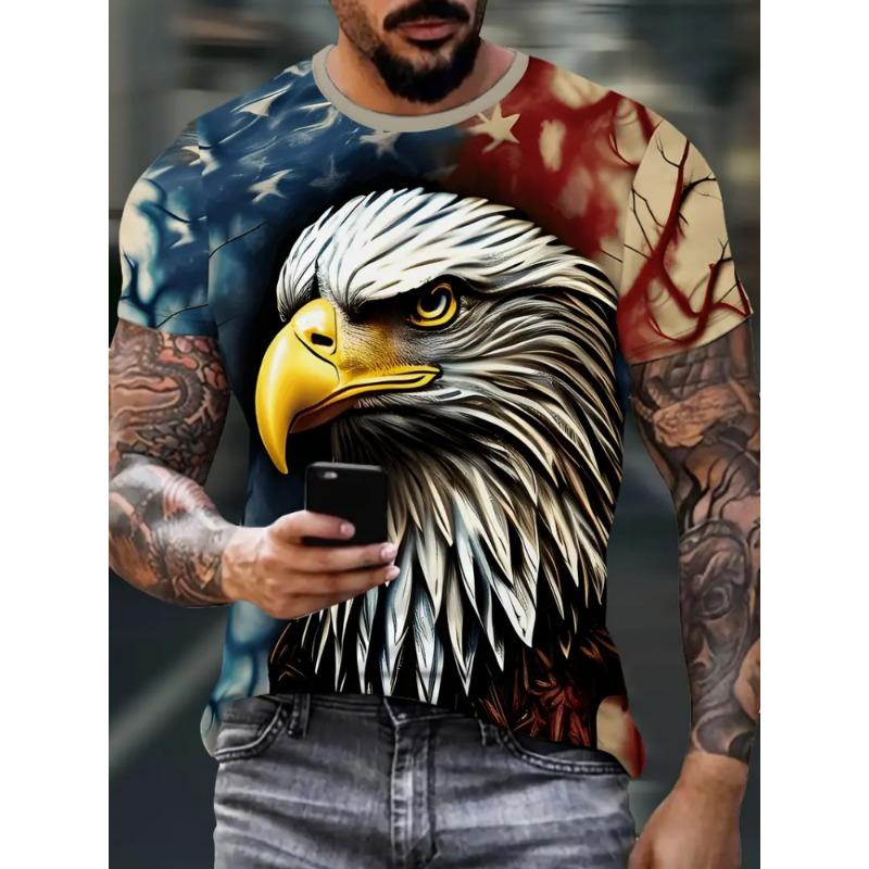 T-Shirts Oversize Eagle Graphic T-Shirt Summer Short Sleeve Tops Tees Oversized Fashion Animal Men T-Shirt Vintage Men's Clothes