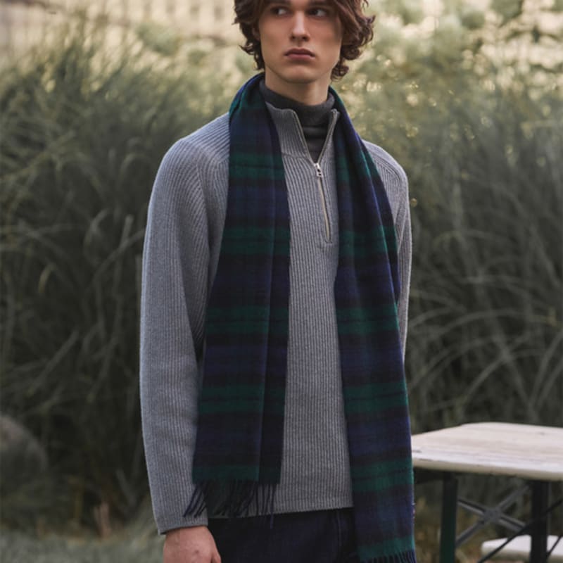 ABRAHAM MOON Шарф из мериносовой шерсти 25 см - Black Watch