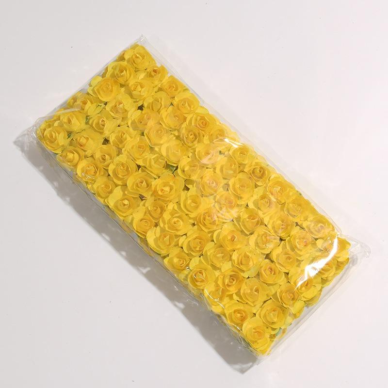 144 шт./упаковка сливовые розы маленькие бумажные цветы имитация цветка подарочная коробка конфет декоративная гирлянда ротанговый головной убор своими руками