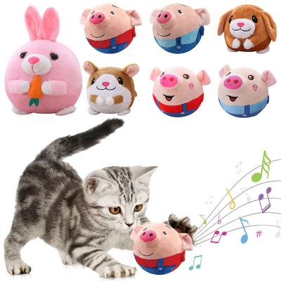 Интерактивная плюшевая свинья игрушка для домашних животных USB перезаряжаемый прыгающий мяч для развлечения собак и кошек