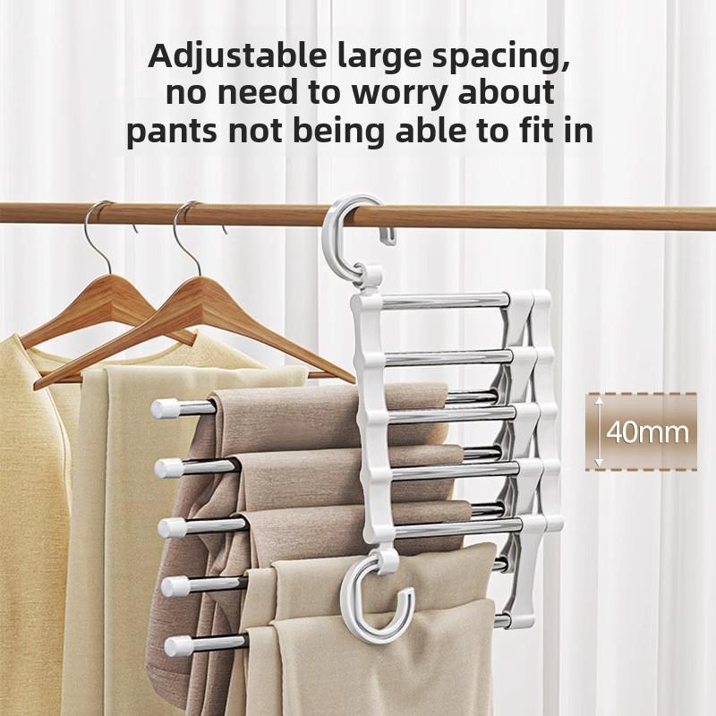 Foldable Multi Functional Multi Layer Pants Hanger for Home Wardrobe Storage