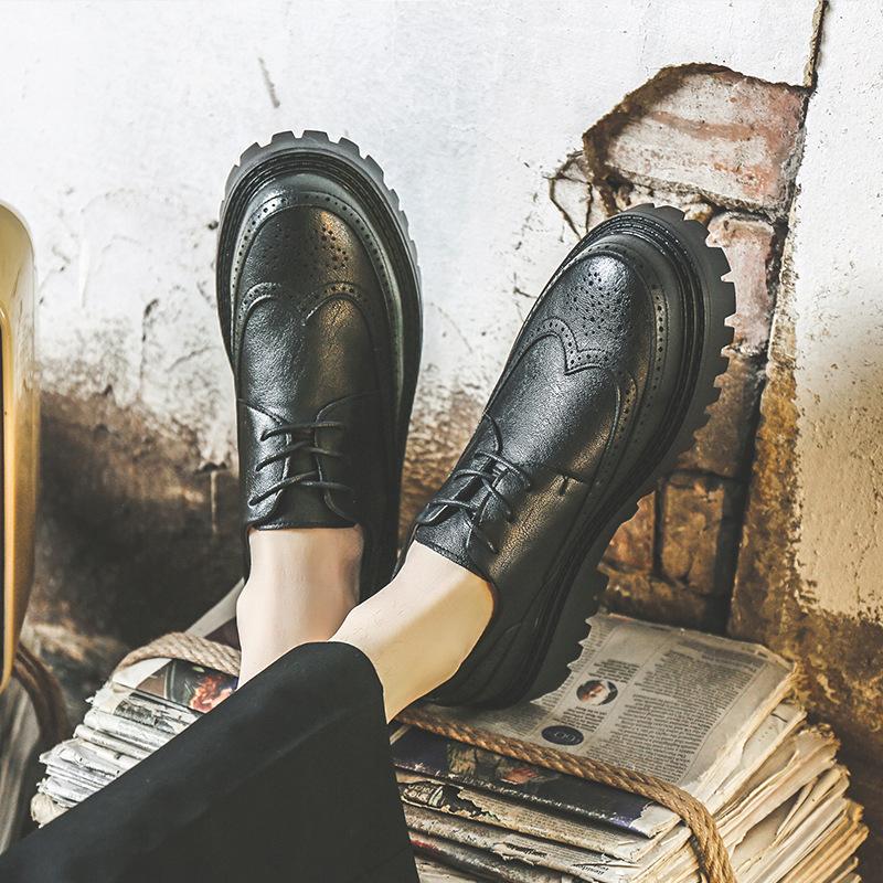 Кожаные туфли мужские летние дышащие Tide Inner увеличение роста деловые деловые повседневные британские туфли Brock Tide 21260-J