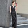 Suit Women's Summer New Design Sense Fashion Temperament Thin a Whole Set of Wide-leg Pants Two-piece Set