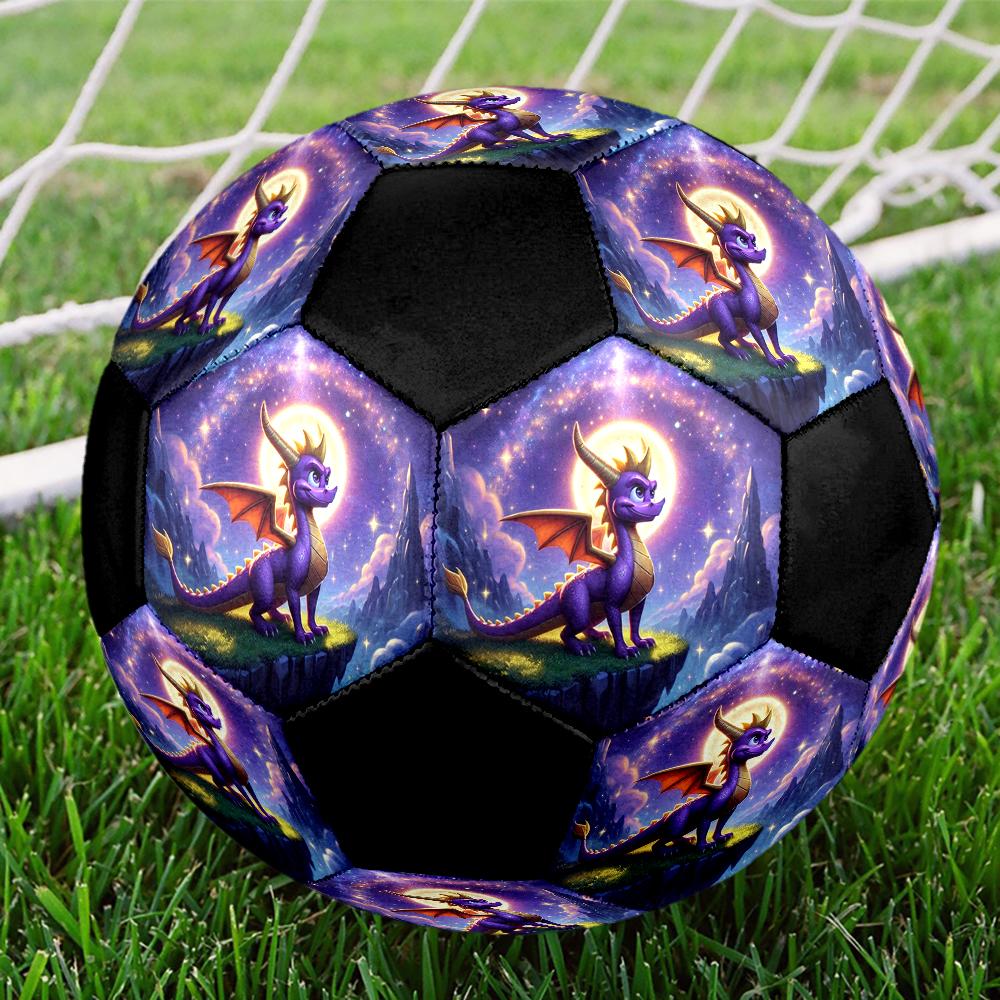 Spyro the Dragon Indoor Soccer Ball Colorful Machine Stitched PVC Size 5 Team Training Competition Ready Durable High-Bounce Cool Sports Gift