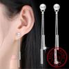 New Fashion 925 Sterling Silver Stud Earring Simple Pearl Long Tassel Dangler Earring For Women Ear Line Jewelry Brincos Bijoux