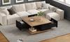 70 x 70 x 31.5cm Coffee Table with 3 Drawers, High-Gloss, Sofa/Side Table, Suitable for Small Rooms, Black + Original Wood Color