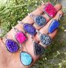Titanium Druzy Gemstone 925 Sterling Silver Plated Handmade 5 PCs Fancy Pendants Jewelry SEN-282