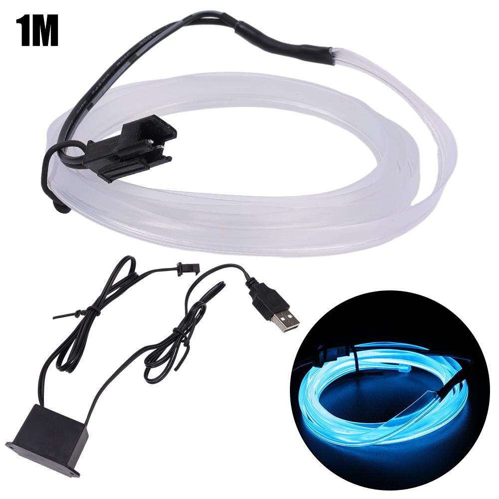 Полоска окружающего света для салона автомобиля, оптоволоконная атмосфера, неоновые светодиодные фонари, USB-вечеринка, декоративные лампы, полоска, авто, DIY, окружающий свет