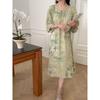 1011 new cotton and silk nightdress women's high-end printing short-sleeved long dress large size thin can be worn outside loungewear