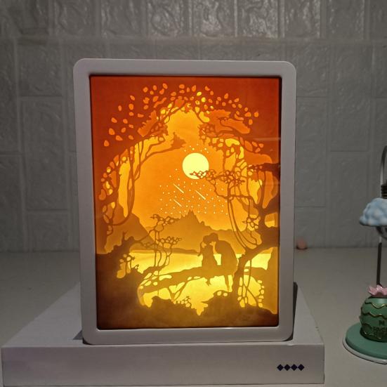 3D Бумажный Ночник для резьбы по бумаге Мягкий Свет Перезаряжаемый Креативный Бумажный Скульптуры Рамка Настольная Лампа Декоративная