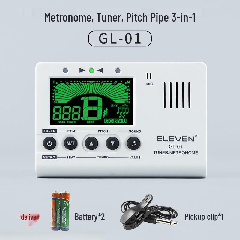 ELEVEN Three-in-One Guitar, Violin, and Bass Tuner with Calibrator & Metronome