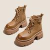 Thick-soled Leather Martin Boots Women's British Style 2025 New Small Height-increasing Brown Short Boots Autumn and Winter All-match Boots