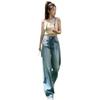 High-waisted Big Yards Wide-legged Jeans Female Summer Thin Section of The Straight Design Sense of Loose Thin Dragged Pants Retro Jeans for Ladies
