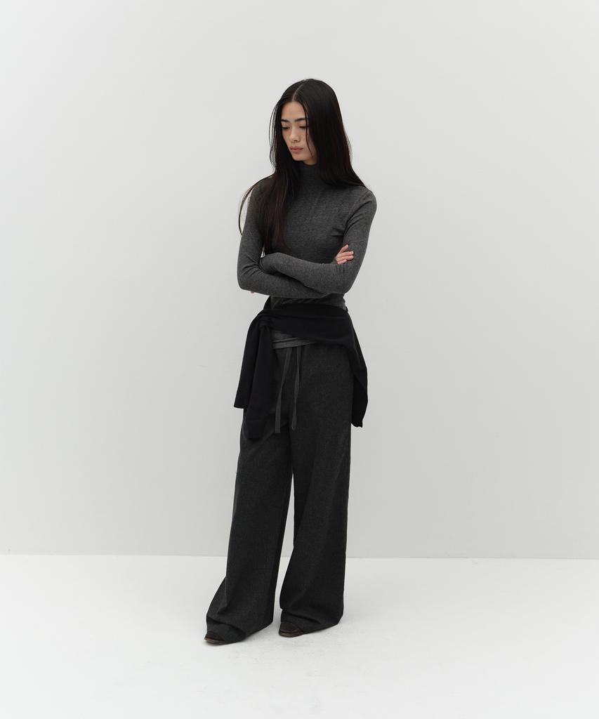 Loutaideu Wool Strap Pants [Charcoal]