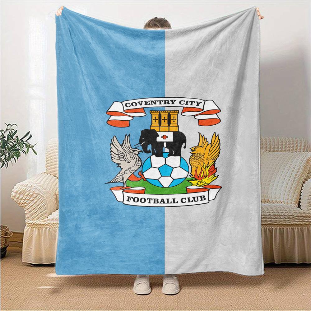 Coventry City Football Club Badge Flag Print Flannel Blanket Soft Warm Throw Blanket for Sofa Bed Living Room