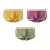 Men Boxer Underwear Mid-rise Elastic Waistband Color Shorts Ribbed Briefs U-convex Patchwork Panties Daily Wear