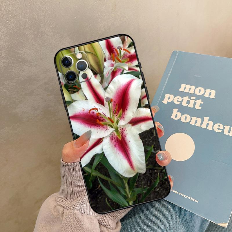 Чехол с цветами лилий для iPhone 17 Air 13 16 15 11 12 14 Pro Max 13 mini XR 15 16 Plus 16e Задняя крышка