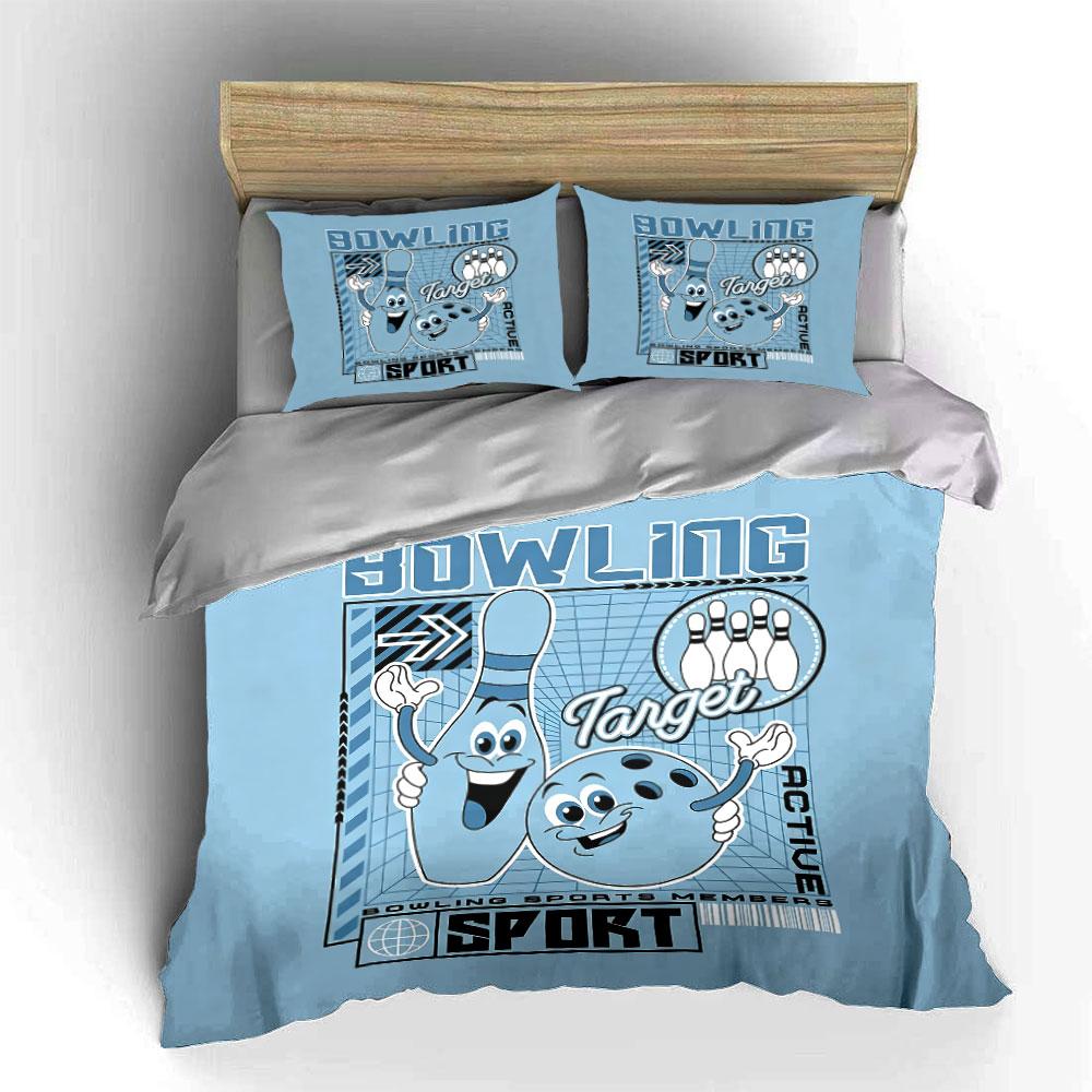 Bowling Fun Sport Theme Bedding Duvet Cover Set Duvet Cover Pillowcases (1*Duvet Cover 2*Pillowcases, without duvet insert)