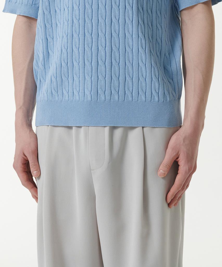 MUSINSA STANDARD Cable Crew Neck Short Sleeve Knit [Sky Blue]