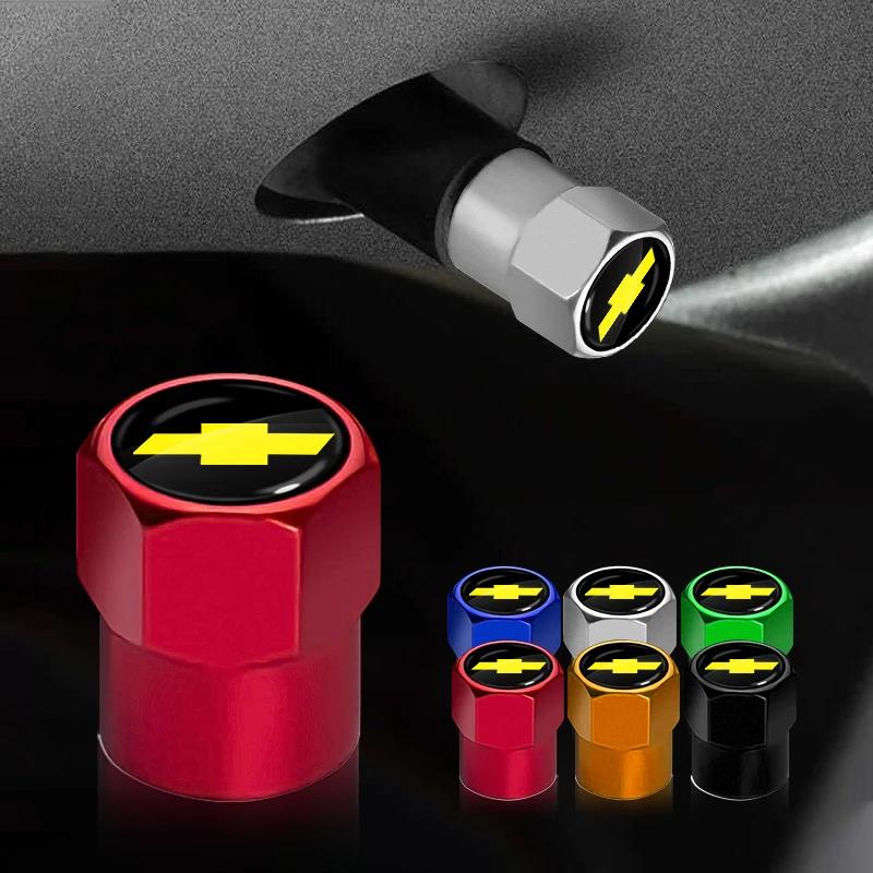 4pcs Car Wheel Tire Valve Caps Stem Case With Logo Auto Styling For Chevrolet Silverado Impala Malibu Cruze Emblems Accessories
