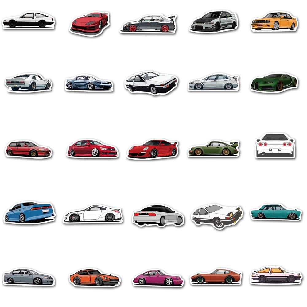 Набор из 50 цветных мультяшных наклеек на машину в стиле JDM для автомобилей, багажа, скейтбордов, гитар и компьютеров