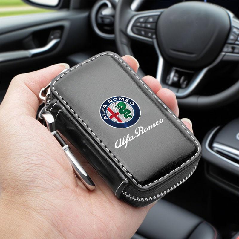 Car Key Wallet Housekeeper Key Case Mini Card Bag For Alfa Romeo STELVIO Giulia 159 Giulietta 147 Mito 156 MTO Car AccessoriesAZ9
