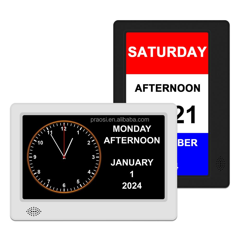 7 Inch Memory Loss Alzheimer Large Display Digital Calendar Clock Dementia Day Alarm Clock ( WIFI or Withth WIFI Optional )