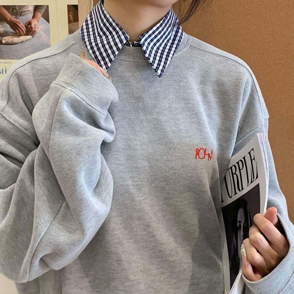 Plaid Blouse False Neckwear Comfortable Women's Detachable Collar Women/Girls