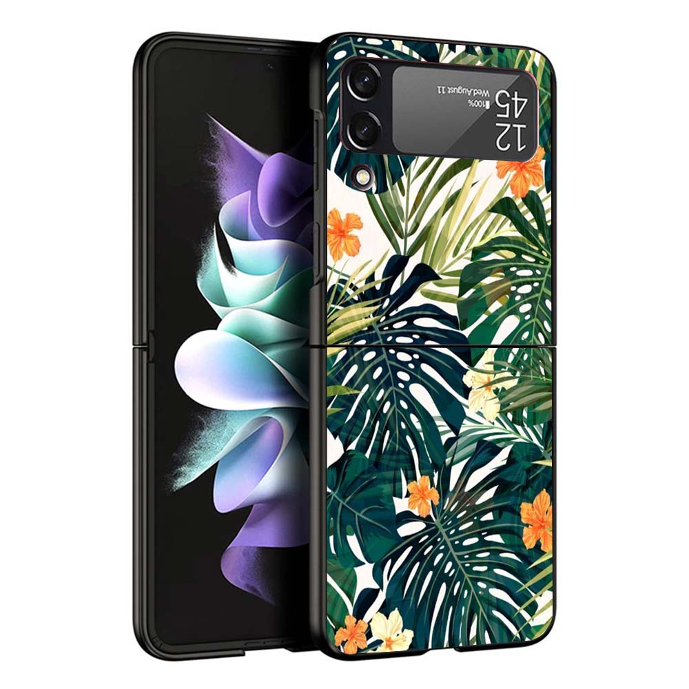 Летние тропические растения Зеленый лист Чехол для телефона Для Samsung Galaxy Z Flip7 Flip6 5G Flip5 Flip4 Flip3 ZFlip 7 6 3 4 5 Ударопрочный Ba