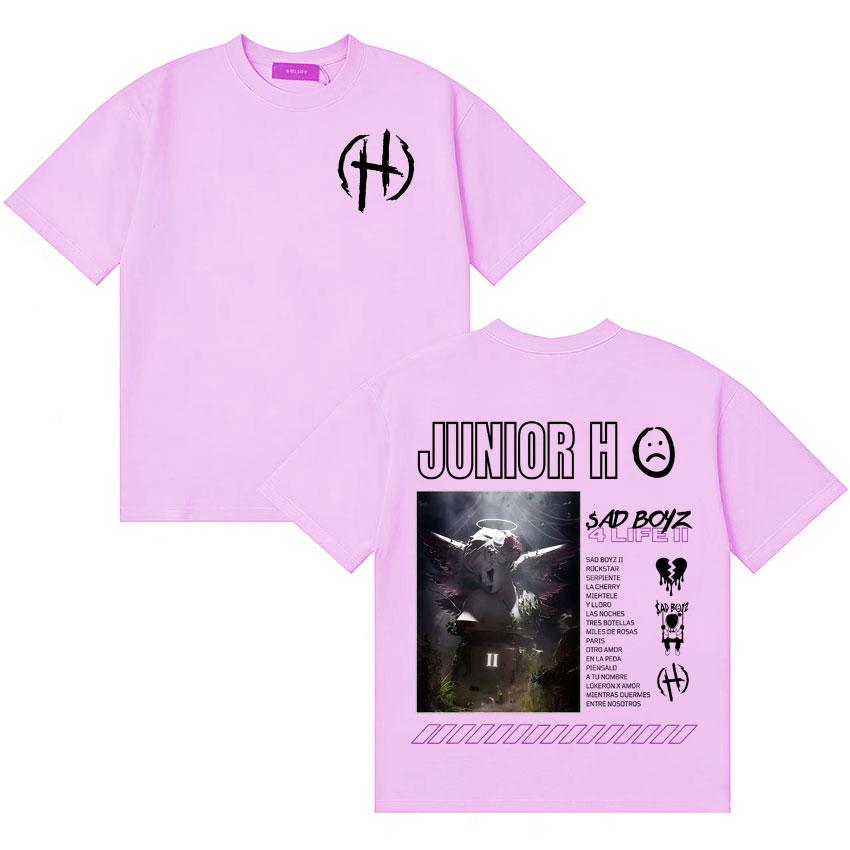 Rapper Junior H Album Cover Mi Corazon Ya No Siente High Quality Tshirt Unisex Women Summer Short Sleeve Double Sided Oversized Tee
