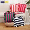 Striped Lace Velvet Pillowcase 18X18Inch Pillowcases Soft Cozy Cushion Cases for Couch Bedroom Living Room Home Decor